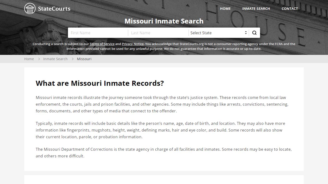 Missouri Inmate Search, Prison and Jail Information - State Courts
